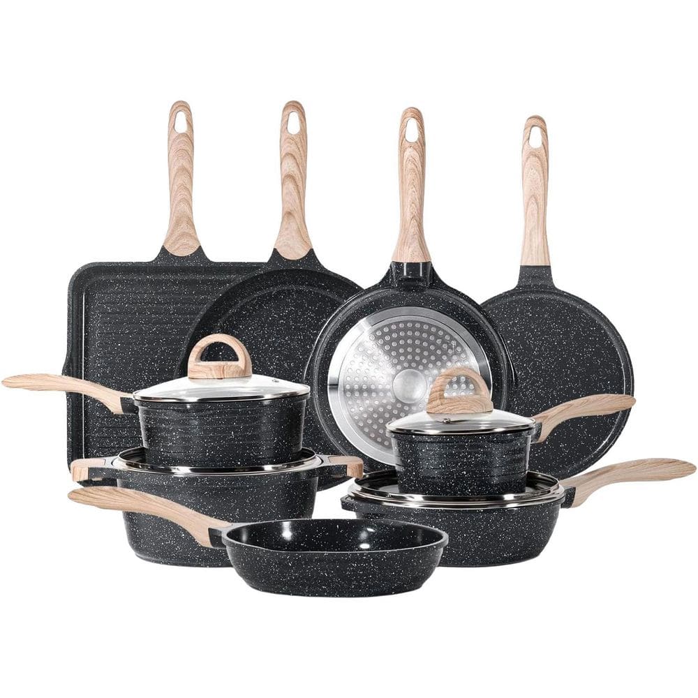 24-Piece Gray Ceramic Nonstick Cookware Set with Ergonomic Handles, Induction Compatible, Easy Clean, Set price history on PriceWatchPro