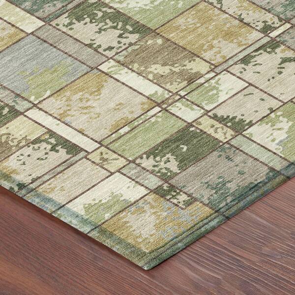 Chantille Machine Washable Indoor/Outdoor Abstract ACN2442 Olive 2 ft. x 3 ft. Accent Rug