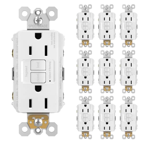 radiant 15 Amp 125-Volt Tamper Resistant Self-Test GFCI Duplex Outlet, White (10 Pack)