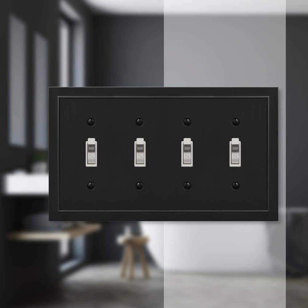 Bethany Black Cast Metal 4-Gang Toggle Wallplate
