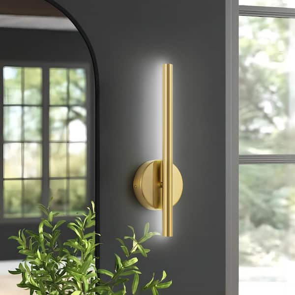 RRTYO Breshay 15.75 in. Modern Strip Gold 6000K Integrated LED Cool White Light Metal Wall Sconce