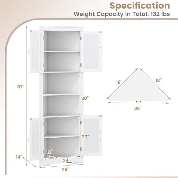 HONEY JOY 67 in. Tall Corner Cabinet Space-saving Triangular
