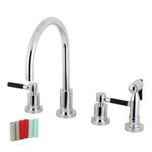 Kaiser 2-Handle Deck Mount Widespread Kitchen Faucets with Brass Sprayer in Polished Chrome