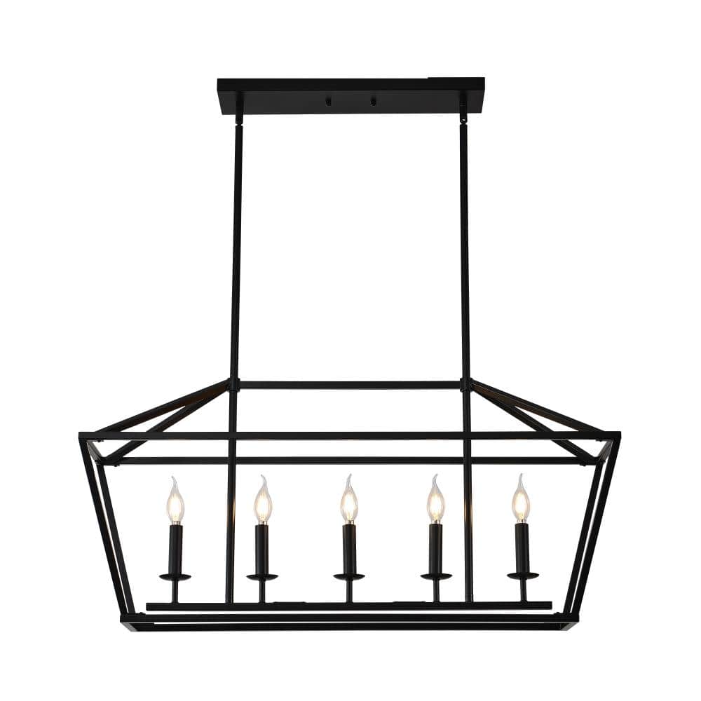 38.6 in. 5-light Black Industrial style Island Chandelier for Kitchens and Dining Rooms price history on PriceWatchPro