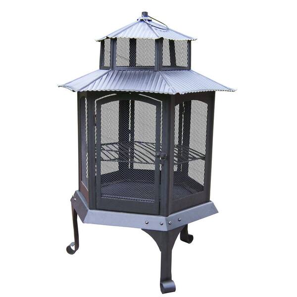 Unbranded Pagoda 23 in. Iron Fire Pit Chimenea