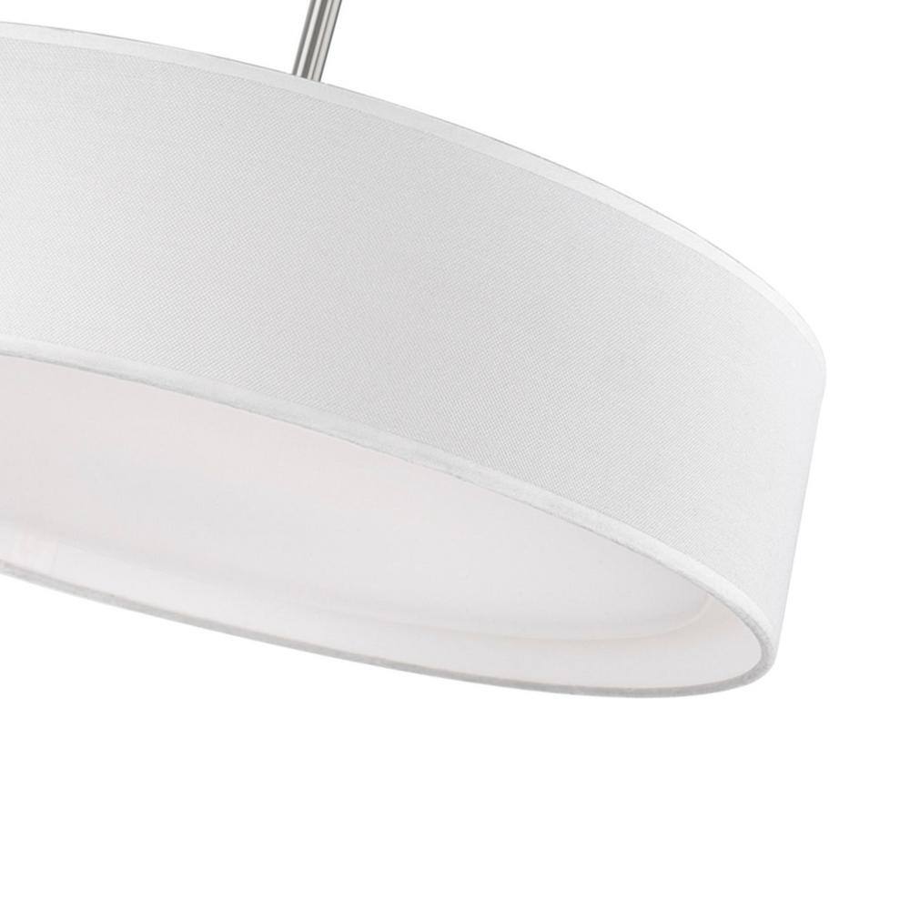Dalton Textured Linen Drum LED Pendant in White and Nickel