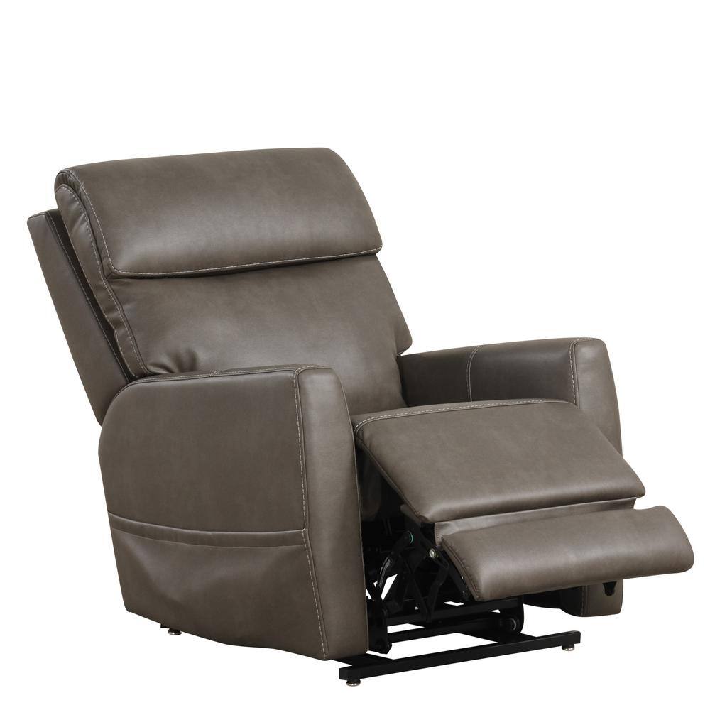 Gray Faux Leather Lift Recliner with USB Charging