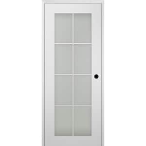 Smart Pro 24 in. x 80 in. Left-Hand 8-Lite Frosted Glass Polar White Composite Wood Single Prehung Interior Door