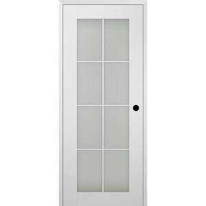 Smart Pro 32 in. x 80 in. Left-Hand 8-Lite Frosted Glass Polar White Composite Wood Single Prehung Interior Door