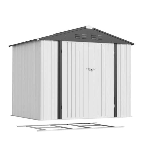 8 ft. W x 6 ft. D Frame Included Metal Storage Shed for Garden and Backyard, with Lockable Doors (48 sq. ft.)