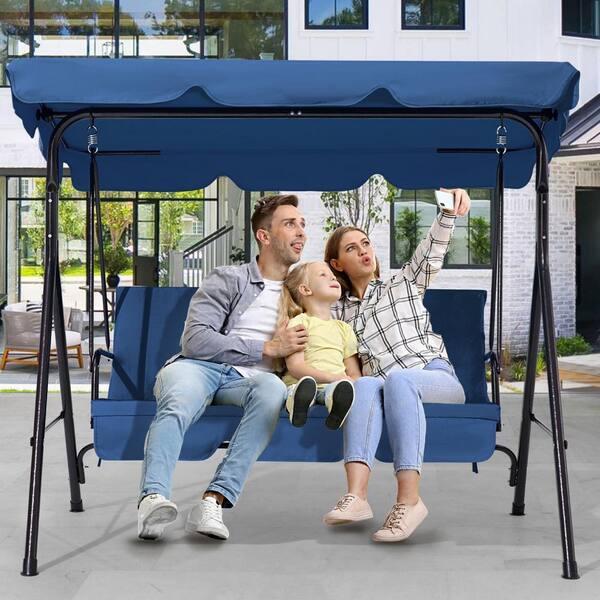 Ama pear 2-Person Metal Patio Swing, Outdoor Porch Swing with