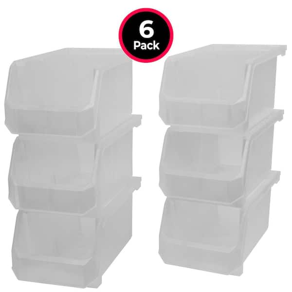 Plastic Stackable Storage Bin Containers/ Totes for Organizing, Large (14.8 in. D x 8 in. W x 7 in. H),(12-Pack), Clear