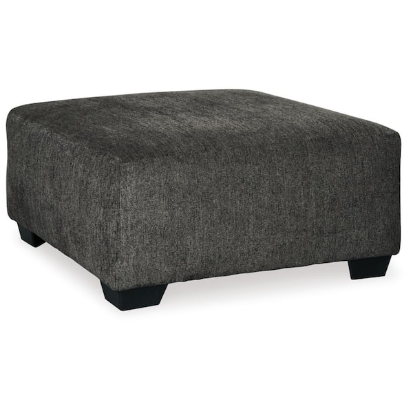 Ballinasloe Dark Gray Polyester Square Oversized Ottoman