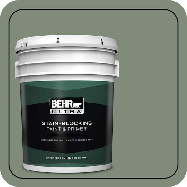 BEHR ULTRA 5 gal. #450F-5 Amazon Moss Semi-Gloss Enamel Exterior Paint & Primer