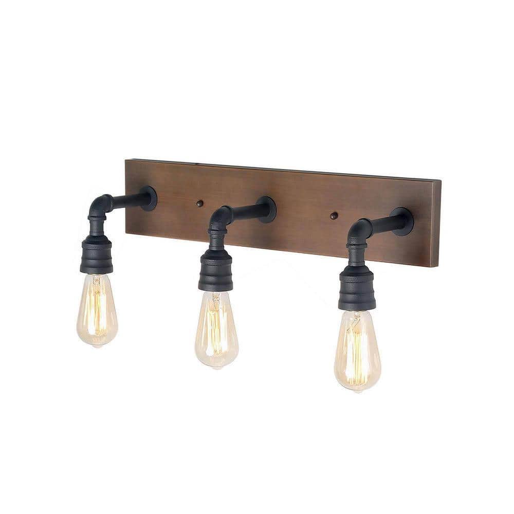 Sabrina Matte Black Metal 3-Light Vanity Fixture
