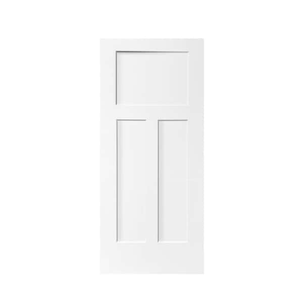 CALHOME 36 in. x 80 in. White Primed Composite MDF 3-Panel Interior Barn Door Slab