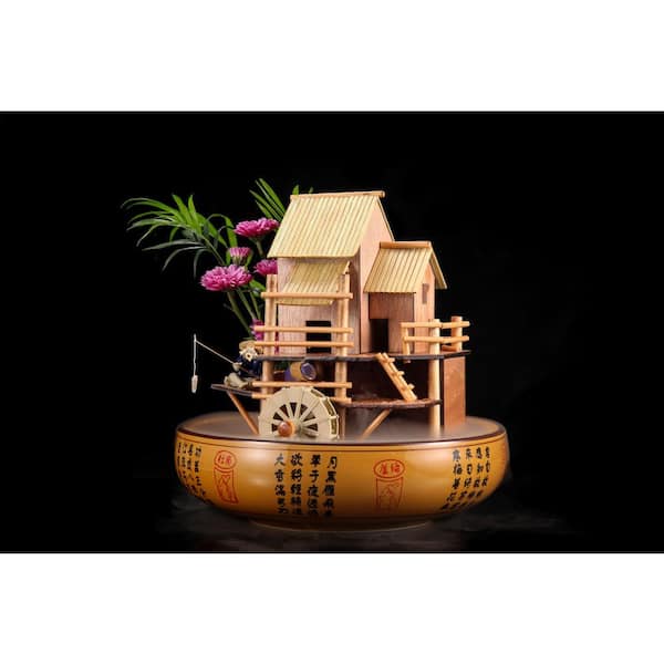 Lifegard Aquatics 10 In Bamboo House Fountain Complete With Pump Tubing And A Decorative Pot R