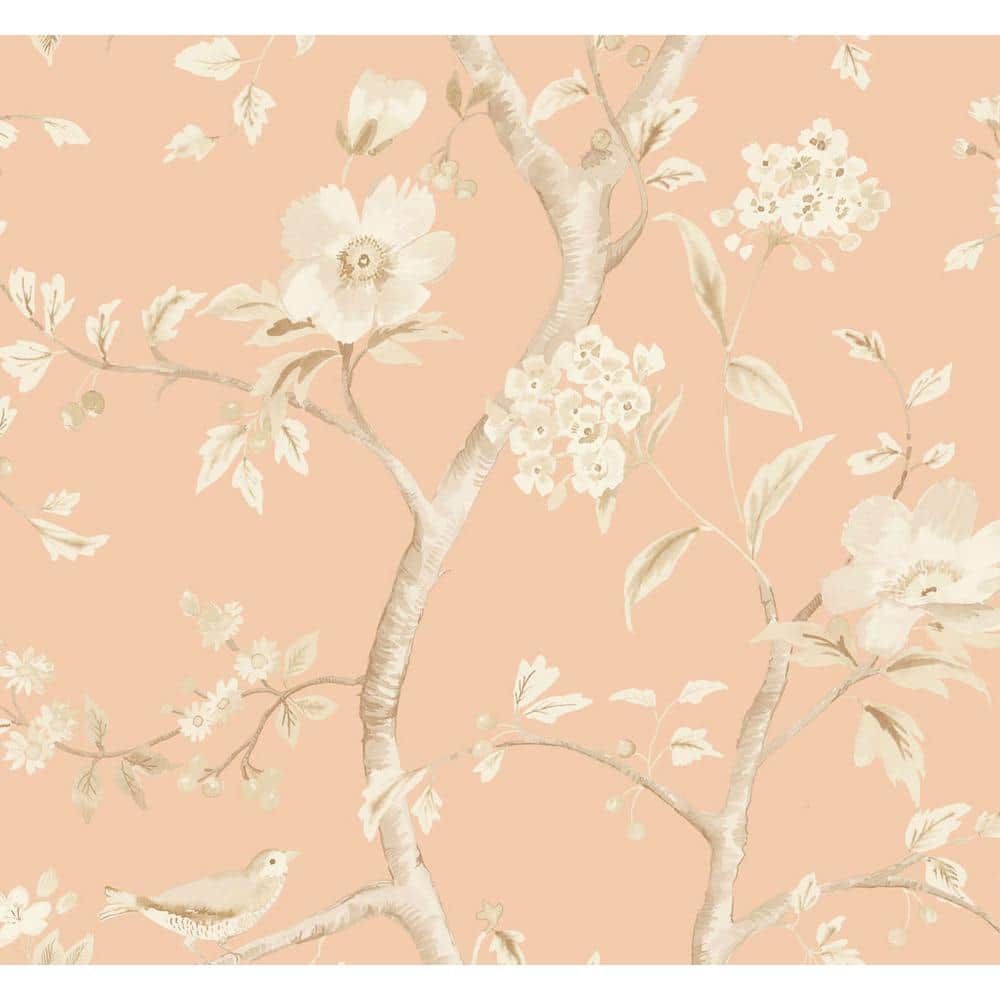 Luxe Retreat Soft Melon and Arrowroot Southport Floral Trail Paper Non-Pasted Wallpaper (Covers 60.75 sq. ft.) price history on PriceWatchPro