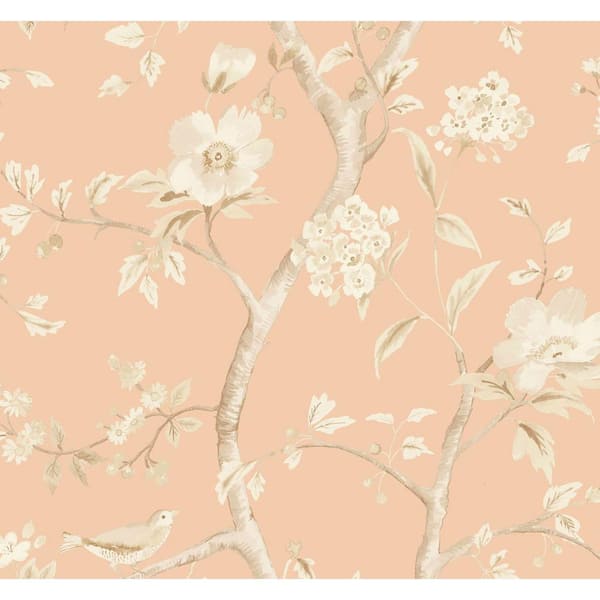 LILLIAN AUGUST Luxe Retreat Soft Melon and Arrowroot Southport Floral Trail Paper Non-Pasted Wallpaper (Covers 60.75 sq. ft.)