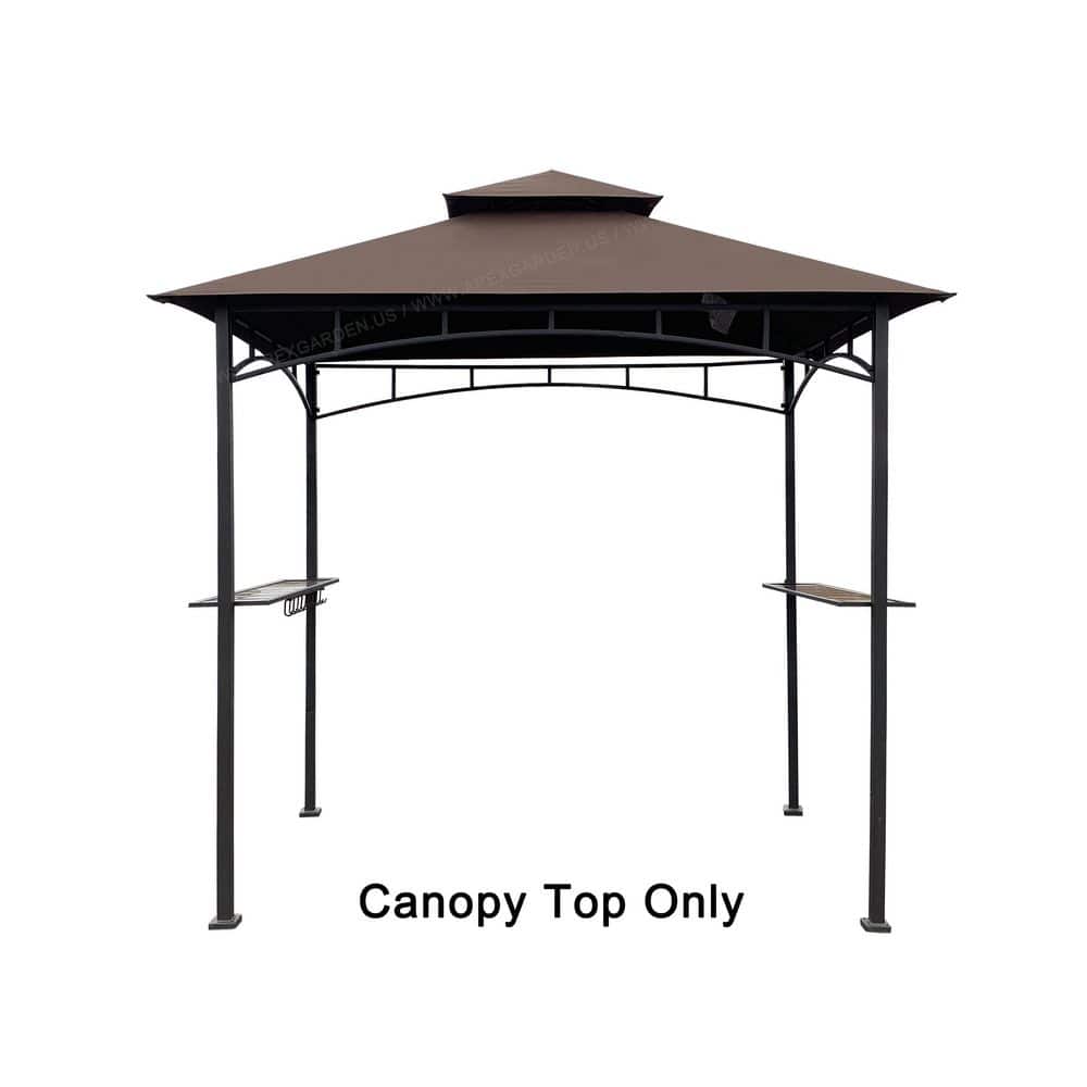 Brown Polyester Double Tiered Canopy Grill BBQ Gazebo Top