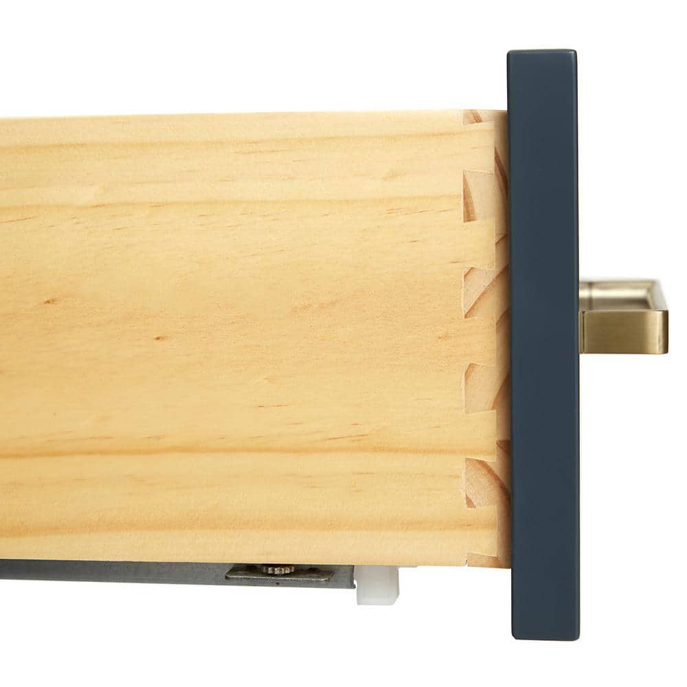 Midnight Blue Marble Top Single Basin Vanity with Brass Hardware