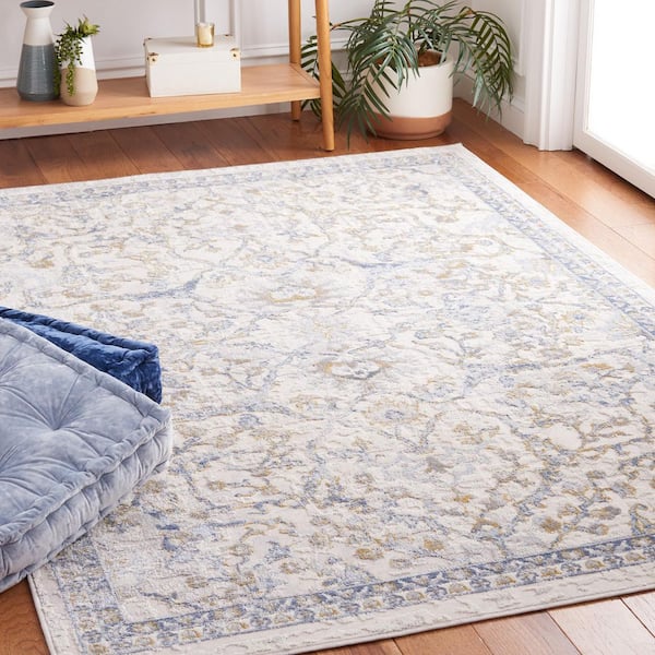 Palma 3 ft. x 5 ft. Beige/Light Blue Ornate Border Area Rug