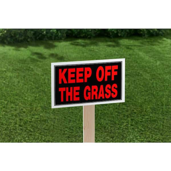 PLEASE KEEP OFF THE GRASS 8"X12" Plastic Coroplast Sign with Stake  NEW 