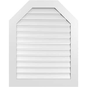 32 in. x 40 in. Octagonal Top Surface Mount PVC Gable Vent: Functional with Standard Frame