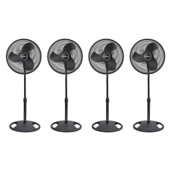 Lasko 16 in. Oscillating 3 Speed Adjustable Pedestal Stand Fan in Black (4-Pack)