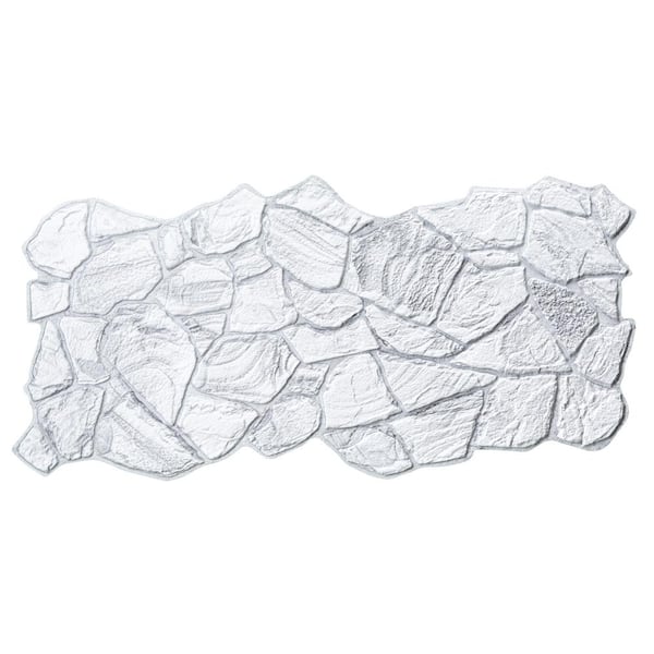 Dundee Deco 3D Falkirk Retro V 39 in. x 19 in. White Grey Faux Stone PVC Decorative Wall Paneling (10-Pack)