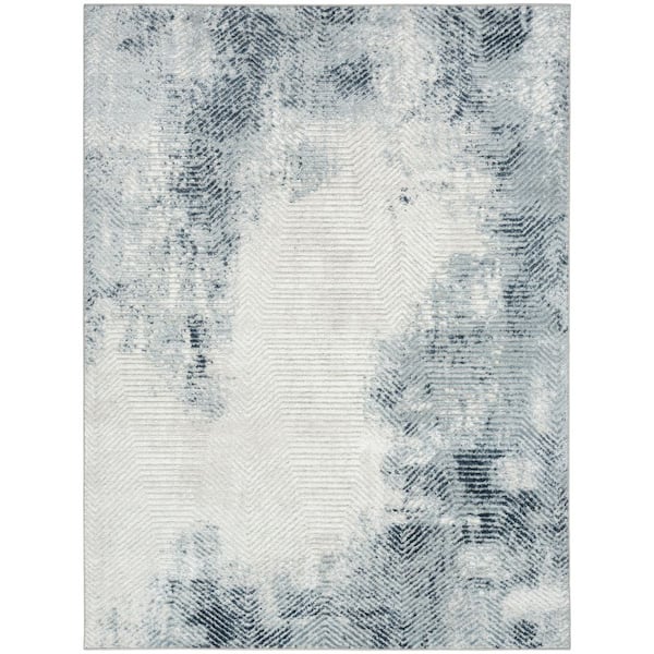 Dekor Grey Navy 5 ft. x 7 ft. Abstract Contemporary Area Rug