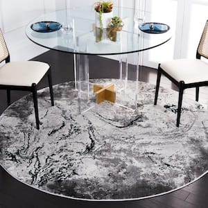 Craft Gray/Green 7 ft. x 7 ft. Abstract Marble Round Area Rug