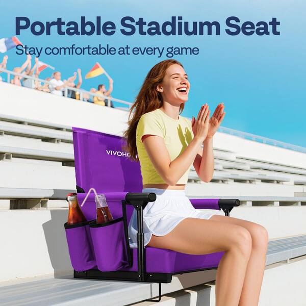 VIVOHOME Portable Purple Stadium Seat with Back Support and