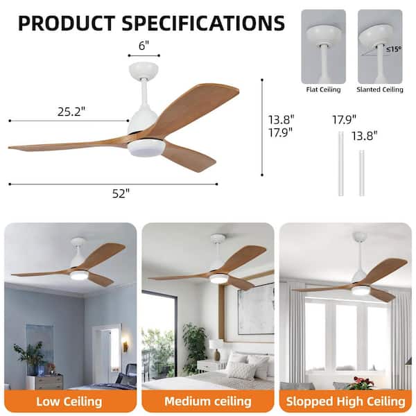 Jushua 52 in. Indoor White Downrod Mount Standard Ceiling