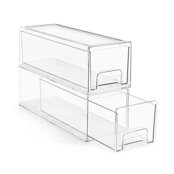 Sorbus 2 Pack Small Clear Stackable Pull-Out Drawers