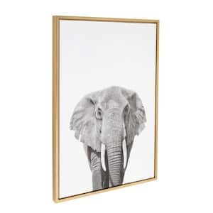 33 in. x 23 in. "Elephant Portrait" by Tai Prints Framed Canvas Wall Art