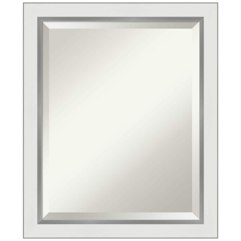 Eva White Silver Narrow Framed Vanity Mirror