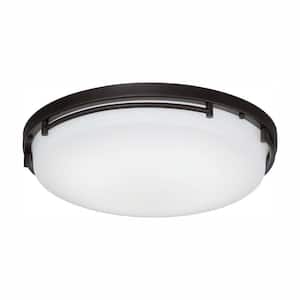 18 in. 1-Light Oil Rubbed Bronze Dimmable LED Flush Mount