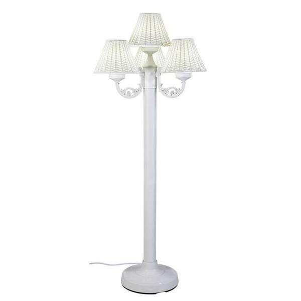 Patio Living Concepts 63 in. White Body Versailles Floor Lamp with White Wicker Shade