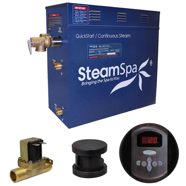 SteamSpa Oasis 7.5kW QuickStart Steam Bath Generator Package with Built-In Auto Drain in Oil Rubbed Bronze