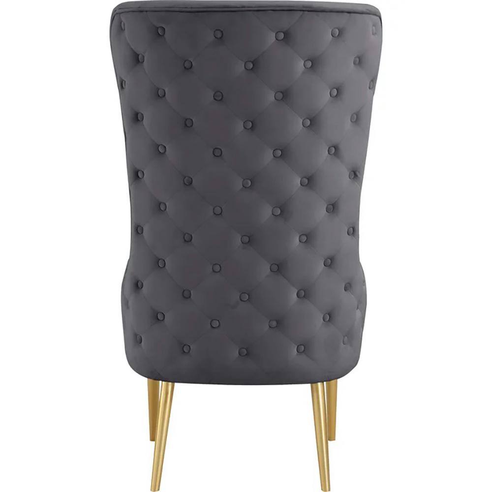 Gray Velvet Barrel Accent Chair with Gold Legs