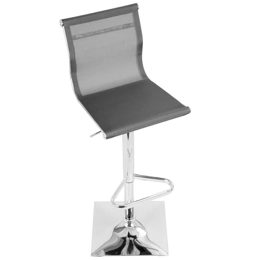Mirage Silver Adjustable Swivel Barstool with Mesh Seat