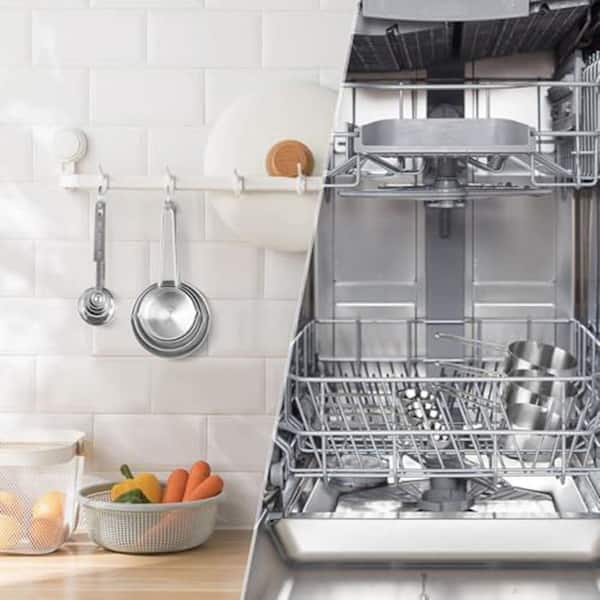 10-Piece Stainless Steel Measuring Spoon and Cup Set with Dual-Pour Spouts Non-Slip Handles Leveling Scraper