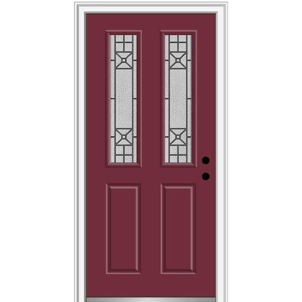 MMI Door 36 in. x 80 in. Courtyard Left-Hand 2-Lite Decorative Painted Fiberglass Smooth Prehung Front Door on 4-9/16 in. Frame