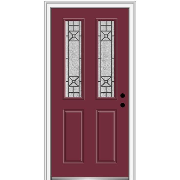 MMI Door 32 in. x 80 in. Courtyard Left-Hand 2-Lite Decorative Painted Fiberglass Smooth Prehung Front Door on 6-9/16 in. Frame