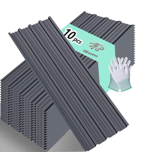 1.47 ft. x 3.54 ft. 10-Piece 30-Gauge Corrugated Galvanized Metal Roof Panel Waterproof Sidingsheet for Garageshed Gray