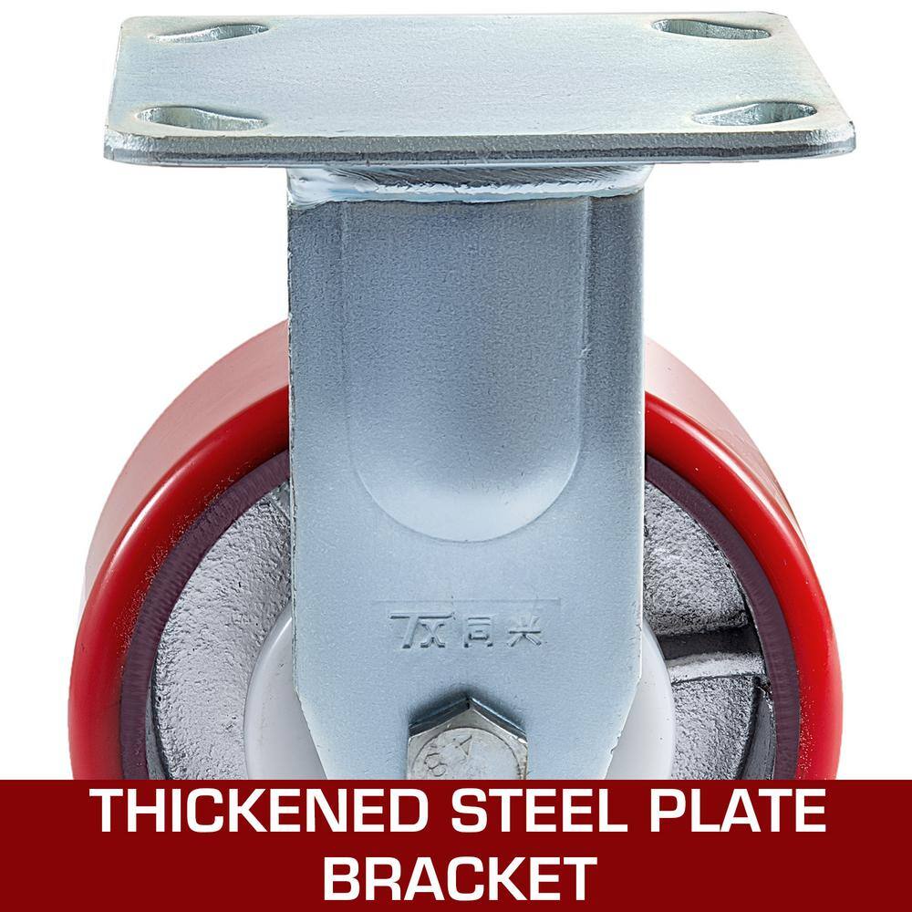 Heavy Duty 6" Polyurethane Swivel and Rigid Casters with Brake