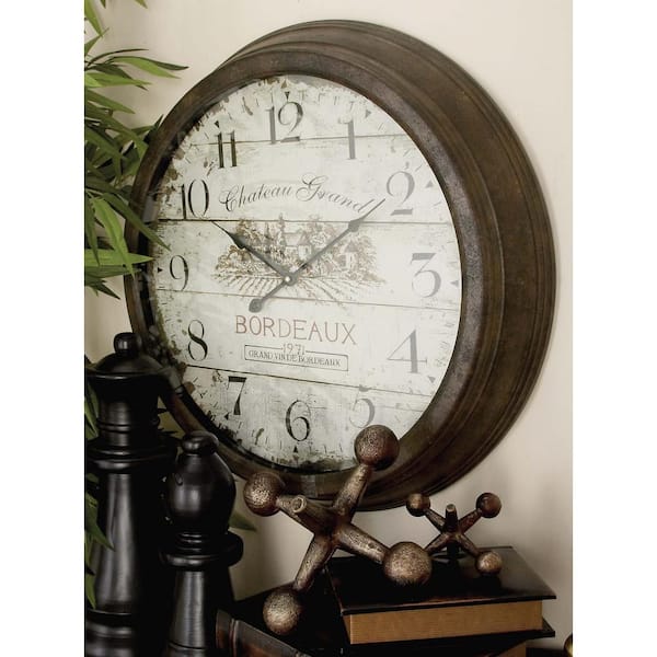 Litton Lane White Metal Vintage Wall Clock 52500 The Home Depot