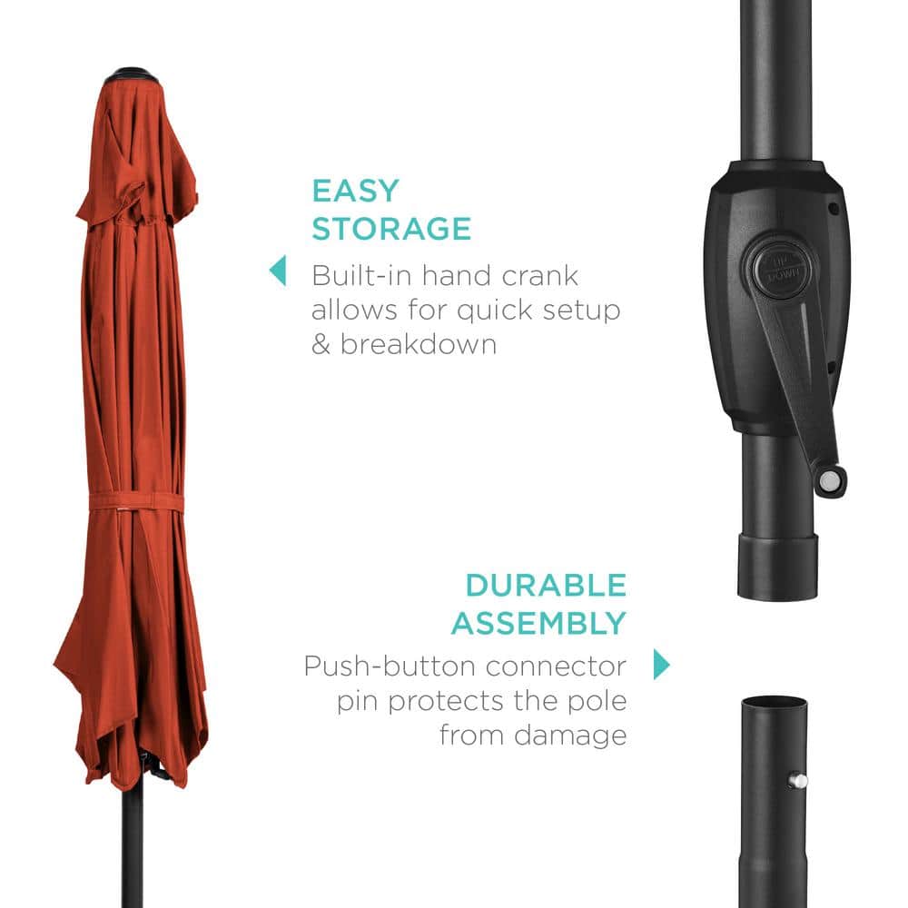 Rust Hexagon Market Patio Umbrella with Crank Lift and Tilt