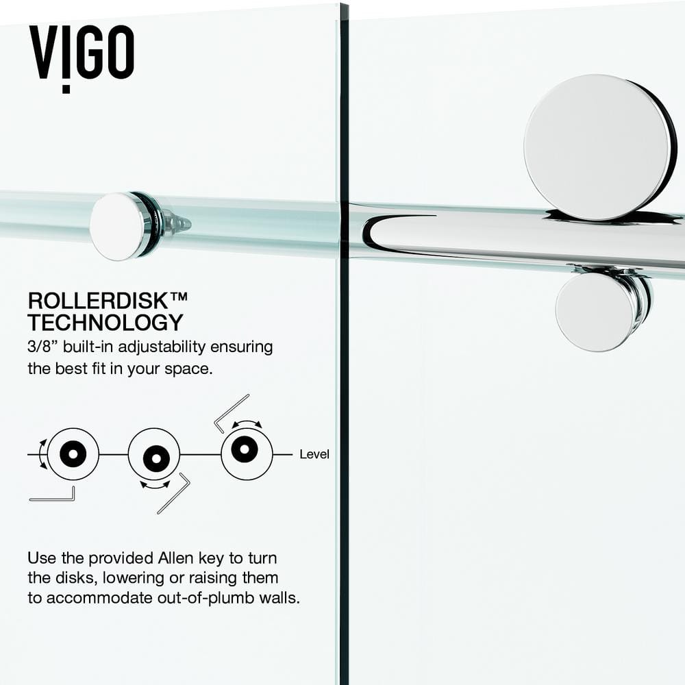Elan E-Class Frameless Chrome Sliding Shower Door with Clear Glass